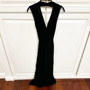 Ella Moss Women’s Black Maxi Dress Deep V Neck Resortwear Gauzy Flowy